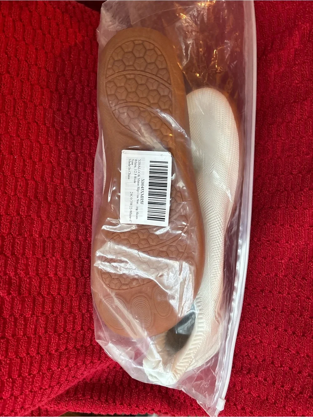 Source Unknown White Knit Slip-On Loafers with Gum Sole
